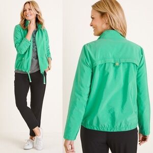 Chico’s Jacket Womens 8/10 Green ZENERGY Track Windbreaker Lightweight Classic